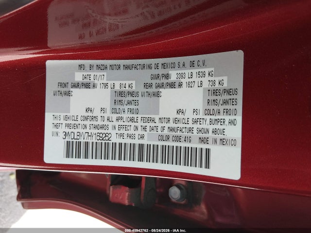 3MYDLBYV7HY169262 Toyota YARIS IA