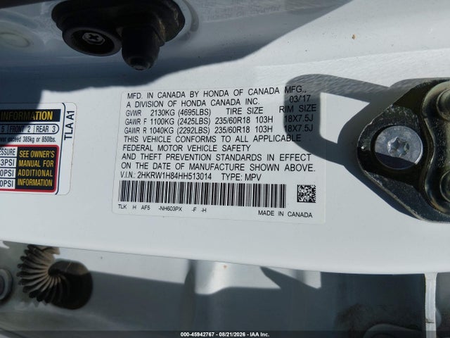 2HKRW1H84HH513014 Honda Cr-v Ex-l/ex-l Navi