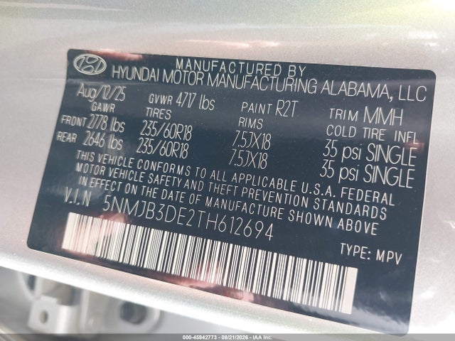 Hyundai TUCSON SEL 2026 5NMJB3DE2TH612694 Image 9