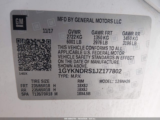 Продажа на аукционе авто 2018 Cadillac Xt5 Luxury, vin: 1GYKNDRS1JZ177802, номер лота: 45942784