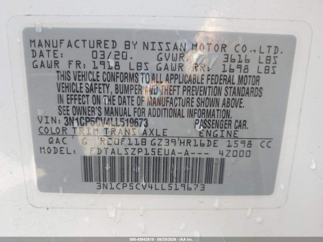 Nissan Kicks Sv Xtronic Cvt 2020 3N1CP5CV4LL519673 Image 9
