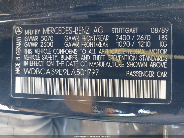 Продажа на аукционе авто 1990 Mercedes-benz 560 Sel, vin: WDBCA39E9LA501797, номер лота: 45942848
