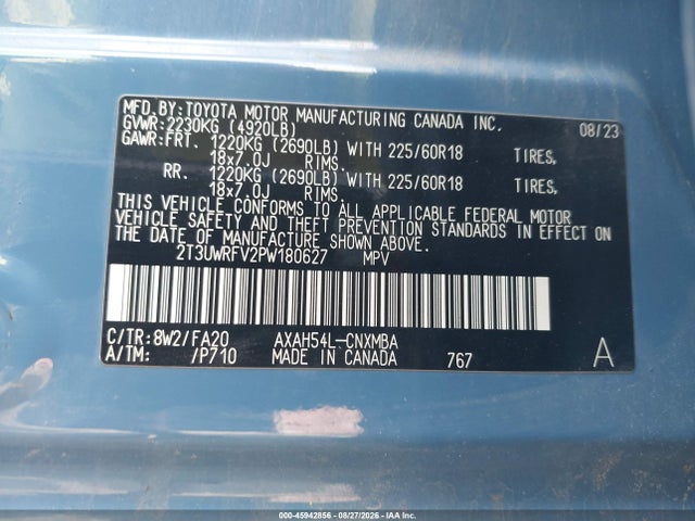 Продаж на аукціоні авто 2023 Toyota Rav4 Hybrid Woodland Edition, vin: 2T3UWRFV2PW180627, номер лоту: 45942856