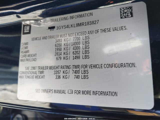 Aukcja sprzedaży 2021 Cadillac Escalade Esv 4wd Premium Luxury, vin: 1GYS4LKL8MR183827, numer aukcji: 45942892