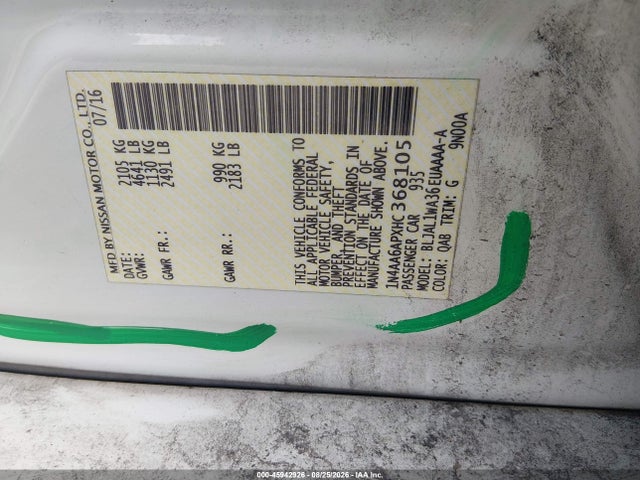 Nissan Maxima 3.5 Sr 2017 1N4AA6APXHC368105 Image 9