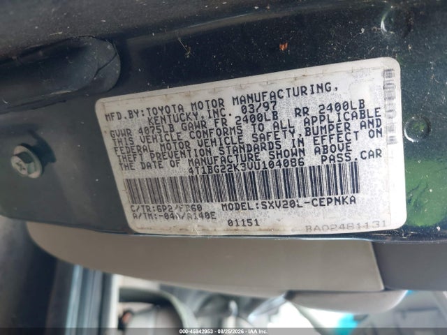 45942953 :رقم المزاد ، 4T1BG22K3VU104086 vin ، 1997 Toyota Camry Le مزاد بيع