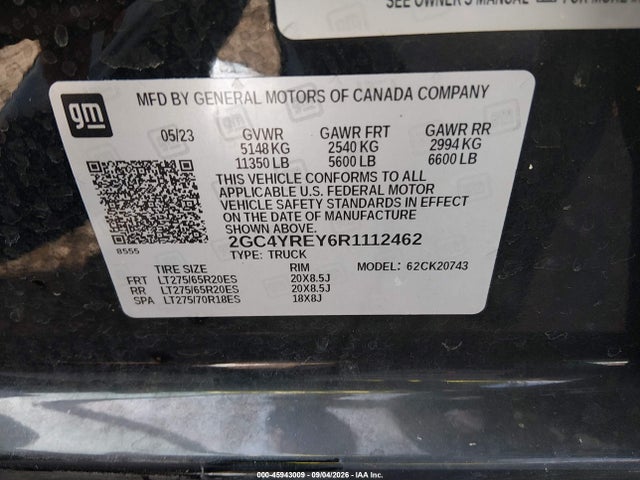 Aukcja sprzedaży 2024 Chevrolet Silverado 2500hd 4wd  Standard Bed High Country, vin: 2GC4YREY6R1112462, numer aukcji: 45943009