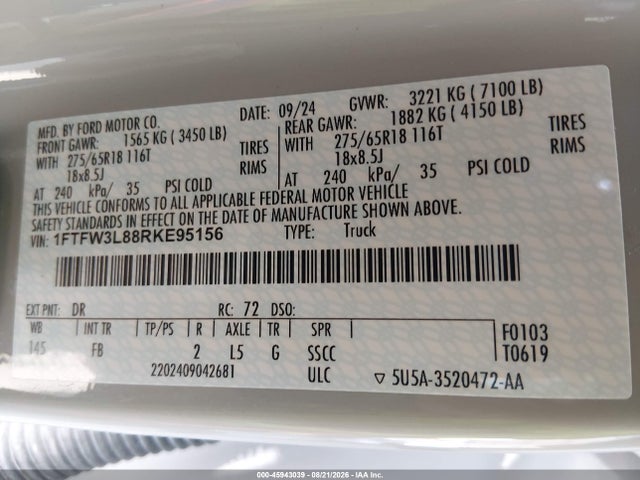 Ford F-150 Xlt 2024 1FTFW3L88RKE95156 Image 9