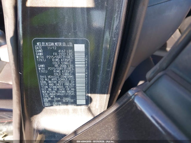 Продажа на аукционе авто 2013 Nissan Juke Sl, vin: JN8AF5MV6DT212545, номер лота: 45943055