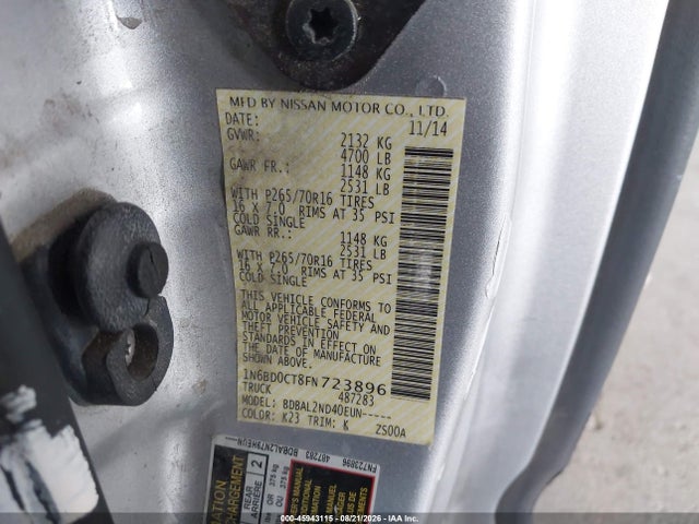 Nissan Frontier Sv-i4 2015 1N6BD0CT8FN723896 Image 9
