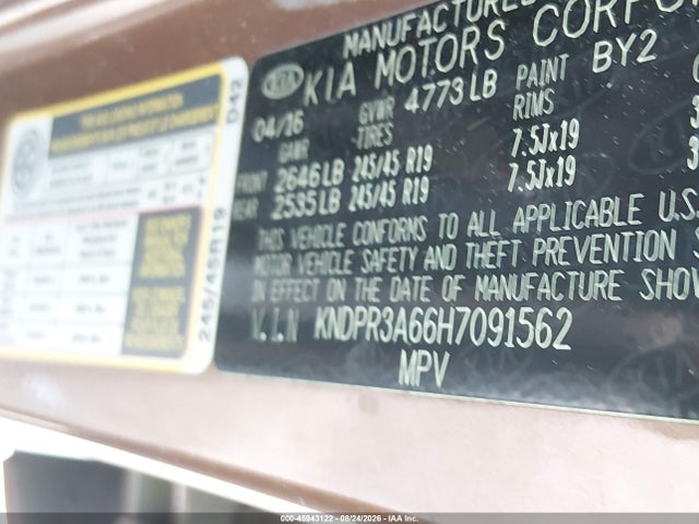 Продажа на аукционе авто 2017 Kia Sportage Sx Turbo, vin: KNDPR3A66H7091562, номер лота: 45943122