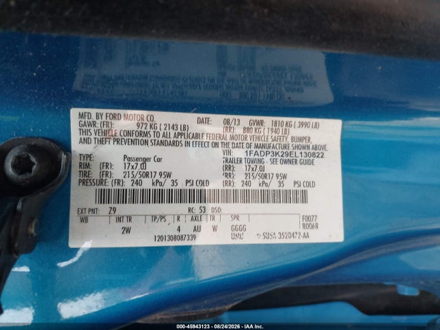 Ford FOCUS SE 2014 1FADP3K29EL130822 Image 9