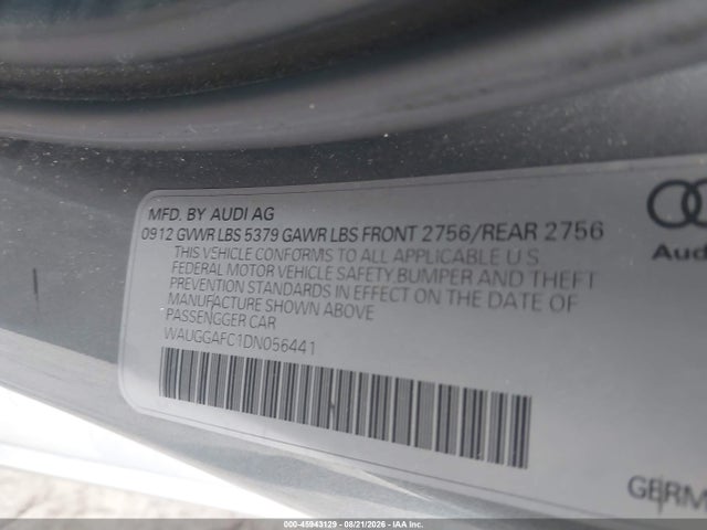 Продаж на аукціоні авто 2013 Audi A6 3.0t Premium, vin: WAUGGAFC1DN056441, номер лоту: 45943129