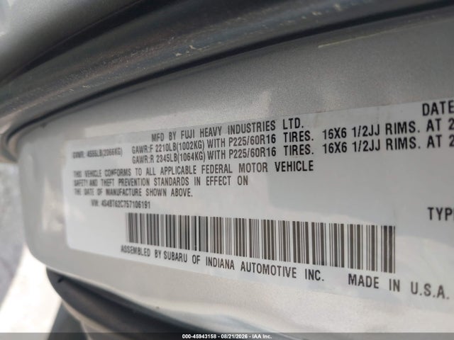 Aukcja sprzedaży 2005 Subaru Baja Sport, vin: 4S4BT62C757106191, numer aukcji: 45943158