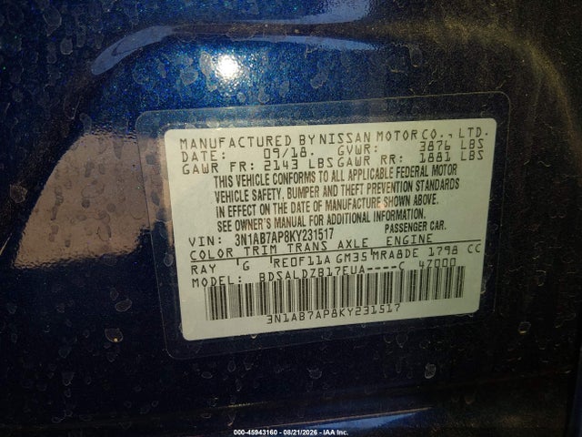 Nissan SENTRA SV 2019 3N1AB7AP8KY231517 Image 9
