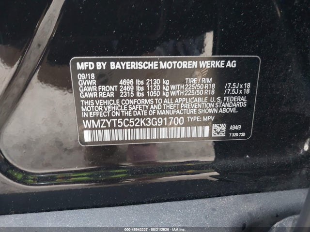 2019 Mini Countryman Cooper S მანქანა იყიდება აუქციონზე, vin: WMZYT5C52K3G91700, აუქციონის ნომერი: 45943227