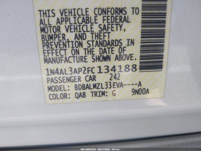 Nissan Altima 2.5 Sv 2015 1N4AL3AP2FC134188 Image 9
