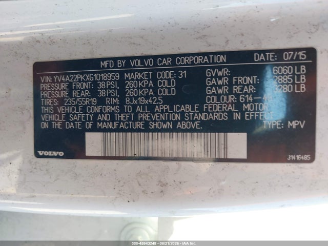 YV4A22PKXG1018959 Volvo Xc90 T6 Momentum