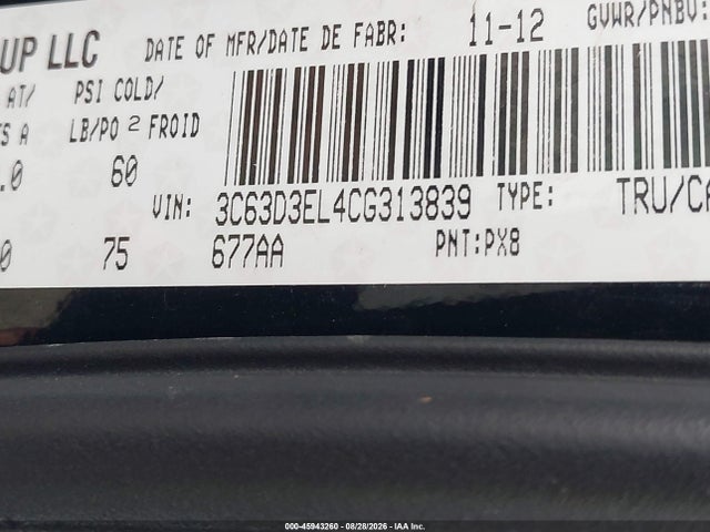 Aukcja sprzedaży 2012 Ram 3500 Laramie, vin: 3C63D3EL4CG313839, numer aukcji: 45943260