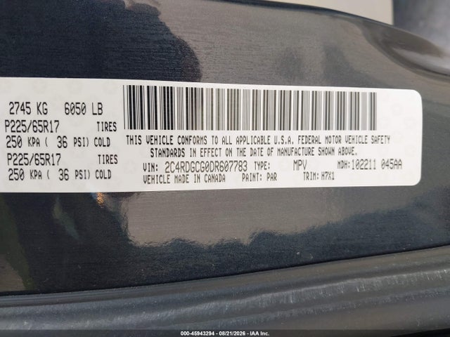 Продажа на аукционе авто 2013 Dodge Grand Caravan Sxt, vin: 2C4RDGCG0DR607783, номер лота: 45943294