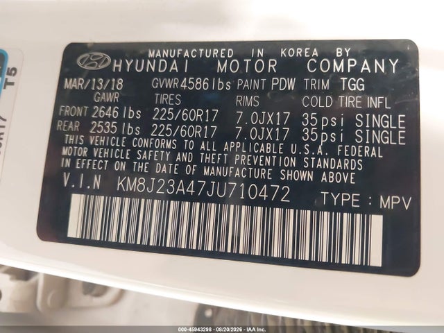 Hyundai TUCSON SE 2018 KM8J23A47JU710472 Image 9