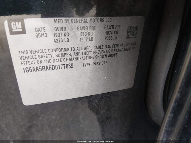 Aukcja sprzedaży 2013 Cadillac Ats Standard, vin: 1G6AA5RA6D0177039, numer aukcji: 45943306