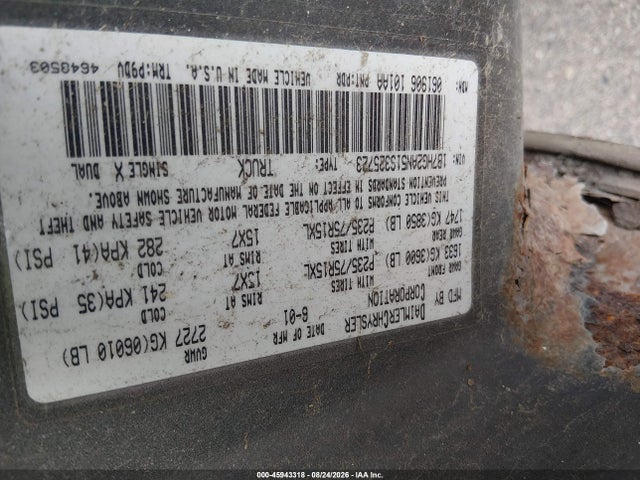 2001 Dodge Dakota Slt/sport მანქანა იყიდება აუქციონზე, vin: 1B7HG2AN51S325723, აუქციონის ნომერი: 45943318
