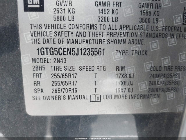 GMC CANYON SLE 2018 1GTG5CEN5J1235561 Image 9