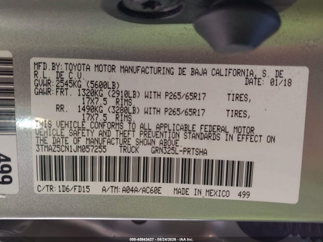 Toyota Tacoma 2018 3TMAZ5CN1JM057255 Image 9