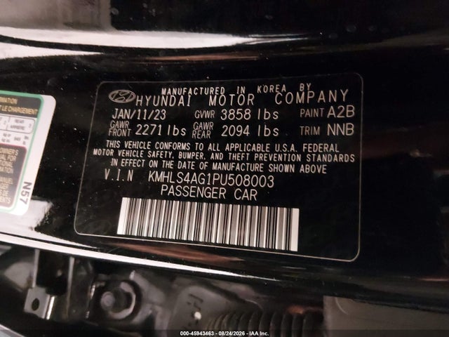 45943463 :رقم المزاد ، KMHLS4AG1PU508003 vin ، 2023 Hyundai Elantra Sel مزاد بيع