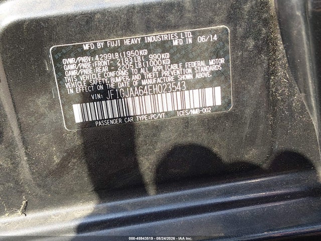 JF1GJAA64EH023543 Subaru Impreza 2.0i