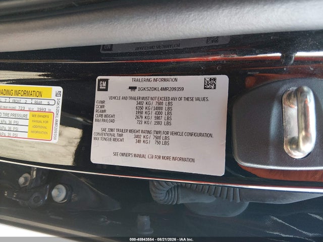 Продажа на аукционе авто 2021 Gmc Yukon 4wd Denali, vin: 1GKS2DKL4MR209359, номер лота: 45943554
