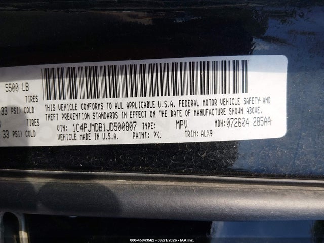 45943562 :رقم المزاد ، 1C4PJMDB1JD500807 vin ، 2018 Jeep Cherokee Limited 4x4 مزاد بيع