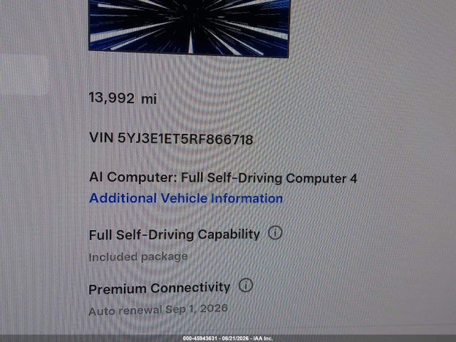 Продажа на аукционе авто 2024 Tesla Model 3 Performance All-wheel Drive, vin: 5YJ3E1ET5RF866718, номер лота: 45943631