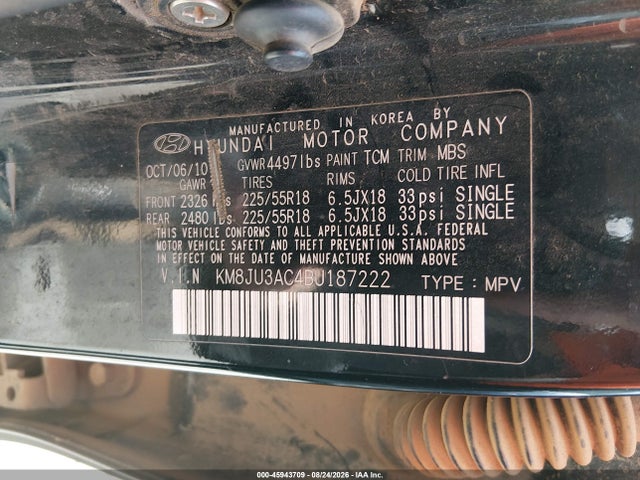 Продажа на аукционе авто 2011 Hyundai Tucson Limited, vin: KM8JU3AC4BU187222, номер лота: 45943709