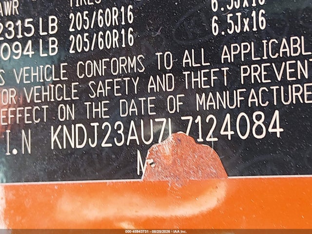 45943731 :رقم المزاد ، KNDJ23AU7L7124084 vin ، 2020 Kia Soul Lx مزاد بيع