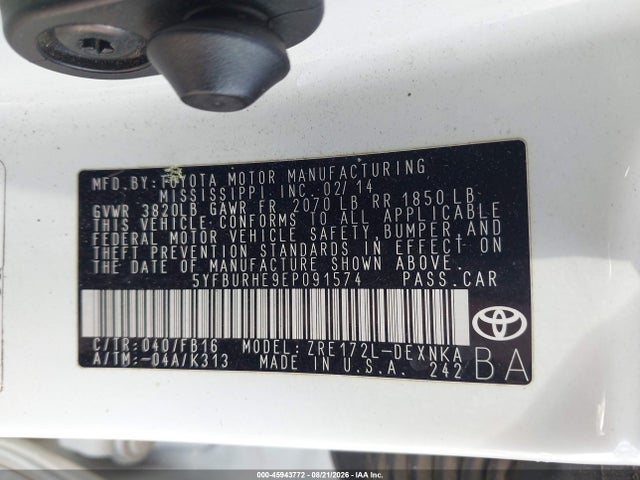 5YFBURHE9EP091574 Toyota Corolla Le Plus