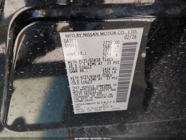 Nissan Pathfinder Sv 2016 5N1AR2MNXGC634223 Image 9