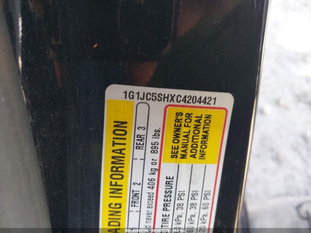 Продаж на аукціоні авто 2012 Chevrolet Sonic 2lt, vin: 1G1JC5SHXC4204421, номер лоту: 45943796