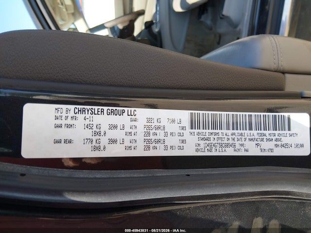 45943831 :رقم المزاد ، 1D4SE4GT5BC685456 vin ، 2011 Dodge Durango Crew مزاد بيع