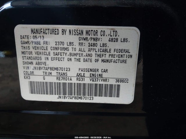 Продаж на аукціоні авто 2014 Infiniti Q50 Premium, vin: JN1BV7AP8EM670123, номер лоту: 45943885