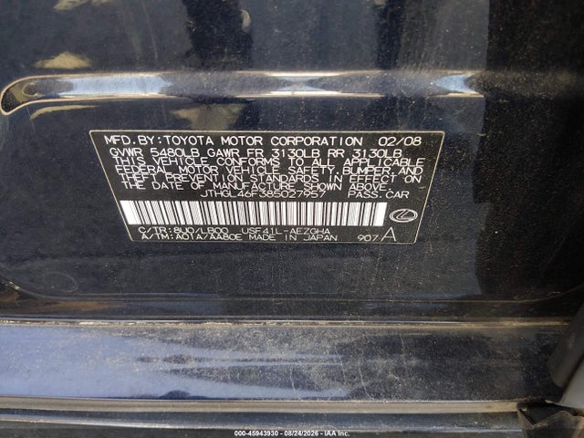 Продажа на аукционе авто 2008 Lexus Ls 460 L, vin: JTHGL46F385027957, номер лота: 45943930
