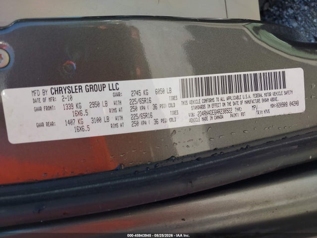 2010 Dodge Grand Caravan Se მანქანა იყიდება აუქციონზე, vin: 2D4RN4DE6AR238922, აუქციონის ნომერი: 45943945