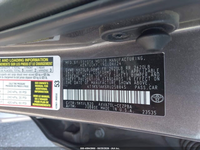 4T1K61AK6RU258845 Toyota CAMRY XSE