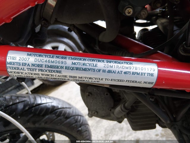 Продажа на аукционе авто 2007 Ducati Monster 695, vin: ZDM1RADM97B101179, номер лота: 45943994
