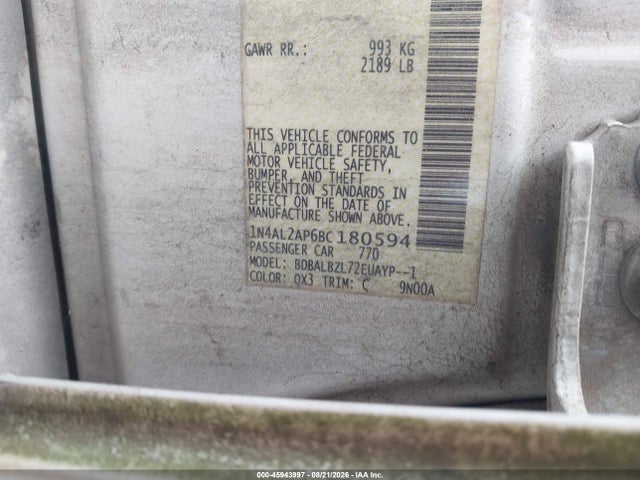 Aukcja sprzedaży 2011 Nissan Altima 2.5 S, vin: 1N4AL2AP6BC180594, numer aukcji: 45943997