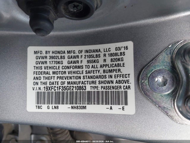Honda Civic Ex-t 2016 19XFC1F35GE210863 Image 9