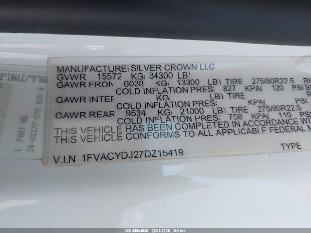 Продажа на аукционе авто 2007 Freightliner M2 106 Medium Duty, vin: 1FVACYDJ27DZ15419, номер лота: 45944020