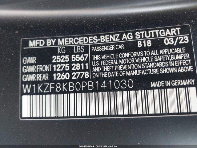 Aukcja sprzedaży 2023 Mercedes-benz Amg E 63 S 4matic, vin: W1KZF8KB0PB141030, numer aukcji: 45944044