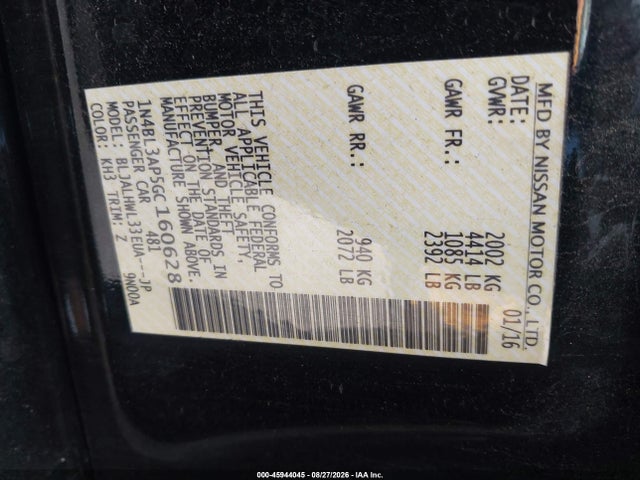 Nissan Altima 3.5 Sr 2016 1N4BL3AP5GC160628 Image 9